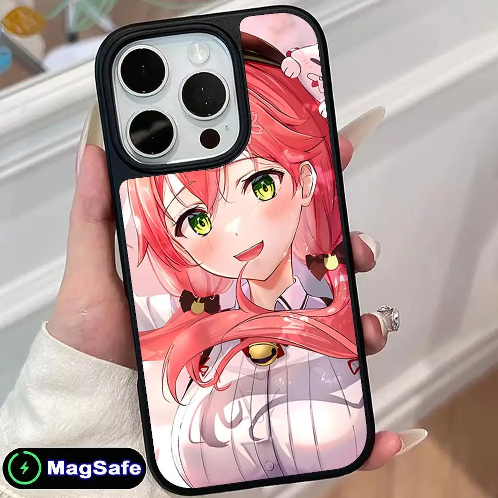 

Чехол Holo Sakura Miko с матовой поверхностью и поддержкой MagSafe для iPhone 17, 16, 15, 14, 13, 12, 11 Air Pro Max Plus, цветной