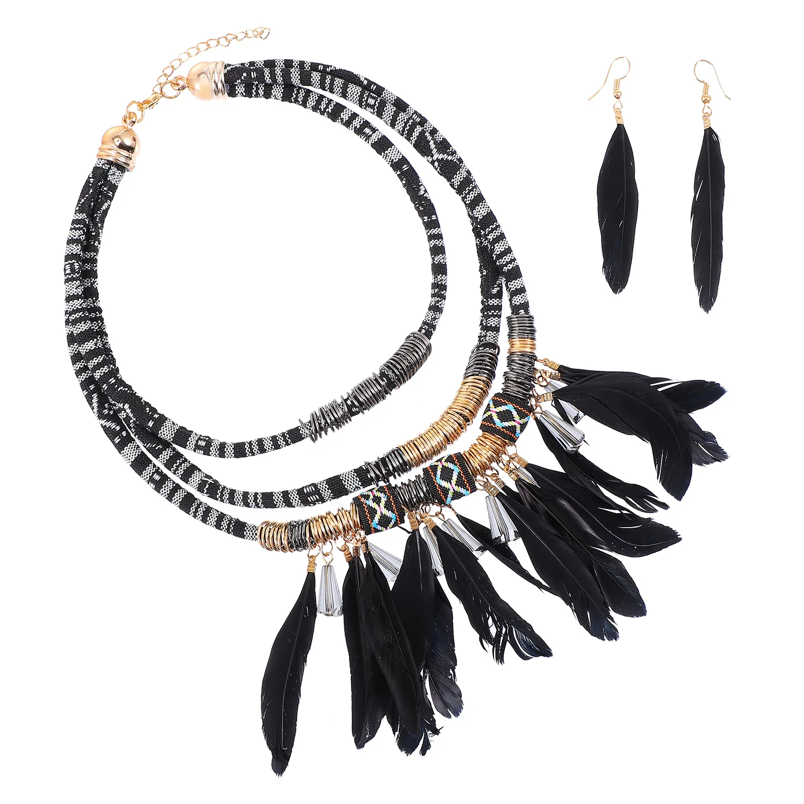 

Pendant Fringed Necklace Jewelry Set Delicate Design Alloy Material Perfect Gift Women Tribal Style Accessories