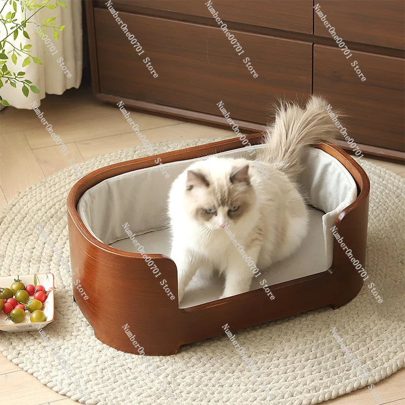 Wooden Cat Bed & Dog House - Small Detachable Pet Villa for All Seasons, Cozy Cat Perch Cat Villa