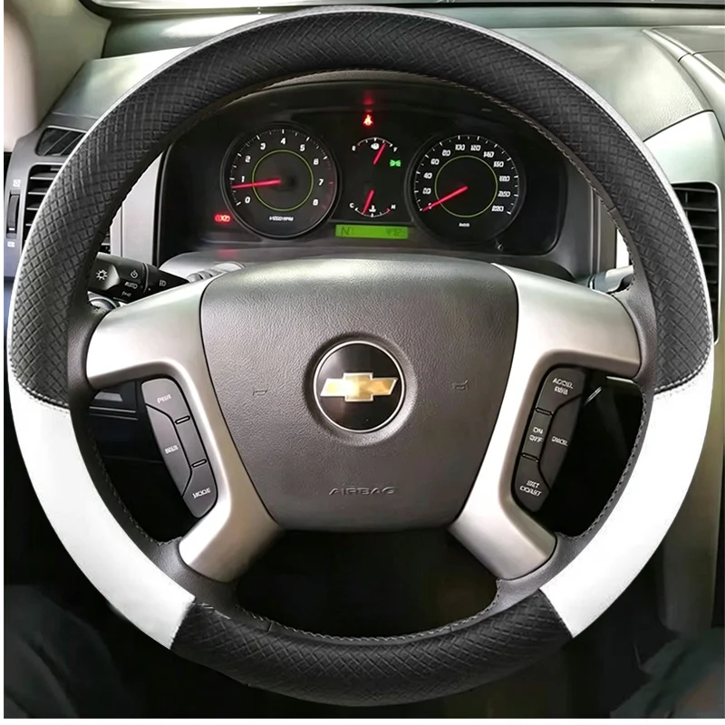Car Steering Wheel Cover For Chevrolet Epica 07-12 Captiva 13-17 Hand Stitched Non-slip  Braid Genuine Leather