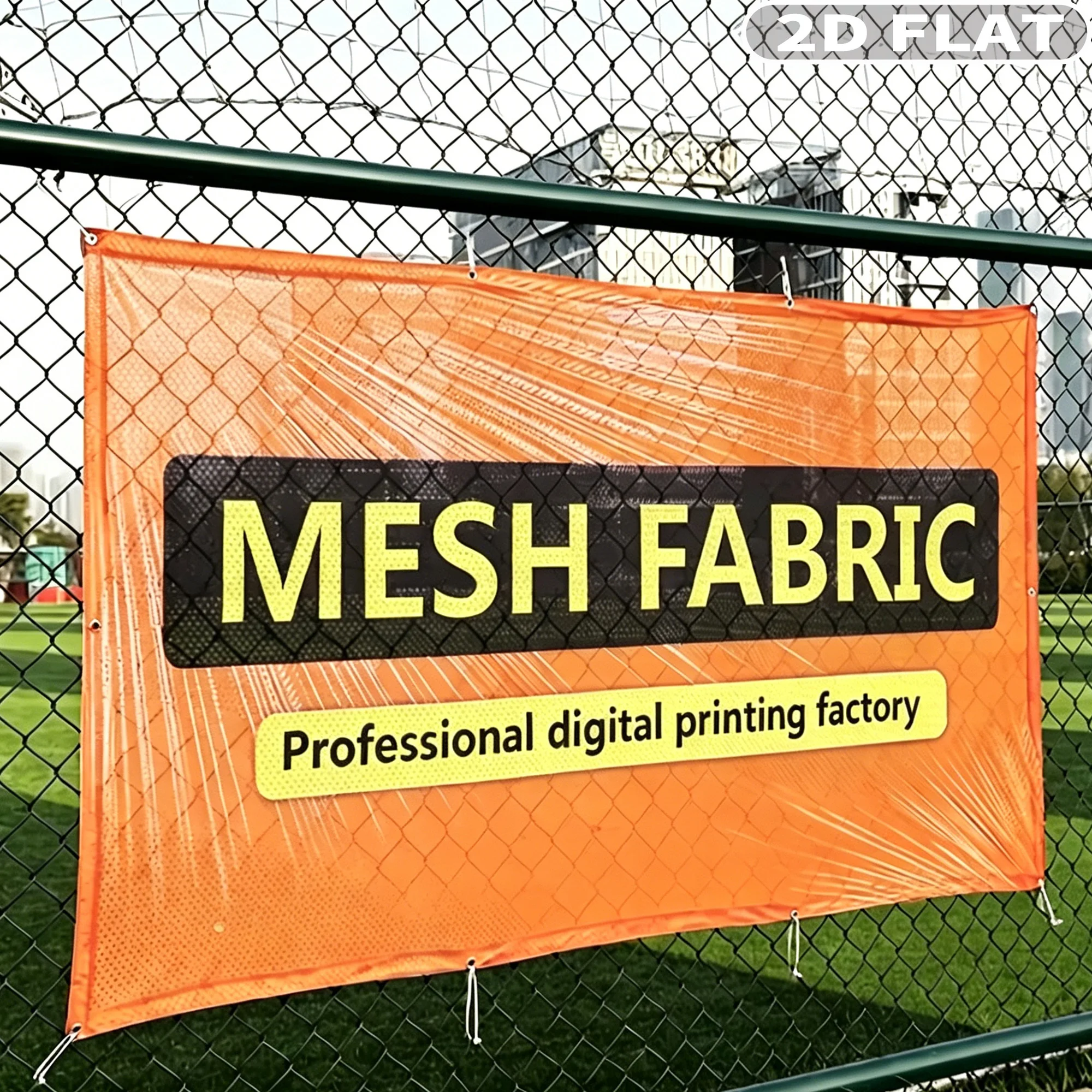 1pc Custom 2D FLAT Mesh Fabric Banner | Vibrant Digital Printing, Personalized Windproof Banner with 10 Grommets Metal Rings