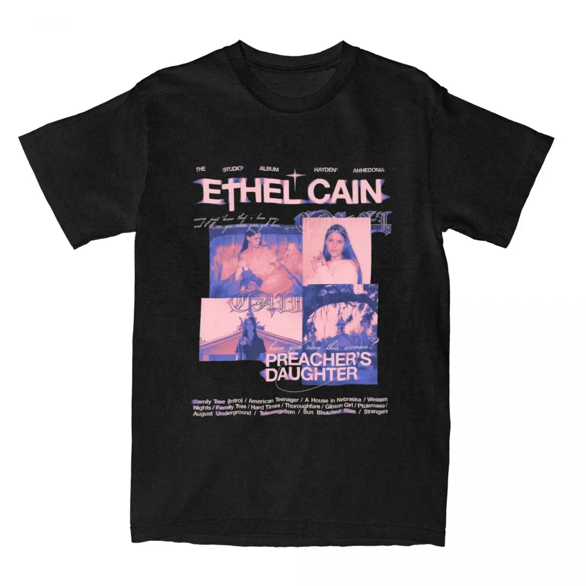 Men Women's Ethel Cain Preachers Daughter Shirt Accessories Cotton T-shirt Clothing Casual Tee Shirt Printed