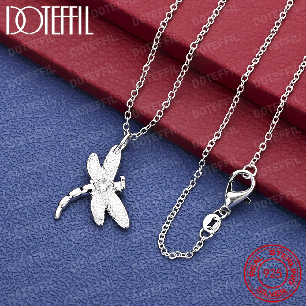 

Ожерелье с подвеской в виде стрекозы из стерлингового серебра 925 пробы AAA с цирконием для женщин, модные украшения для свадьбы и помолвки