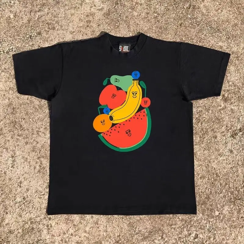 

Непрозрачная, забавная, нишевая вечеринка с фруктами, футболка из чистого хлопка с принтом в американском стиле, короткие рукава
