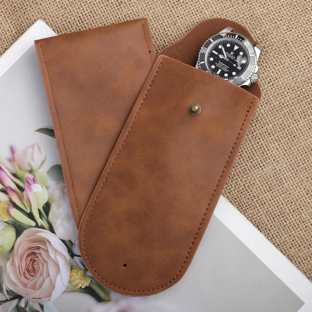 

Vintage PU Leather Watch Box Bracelet Storage Bag Portable Travel Jewelry Leather Pouch Watch Pouch Bag Case for Men