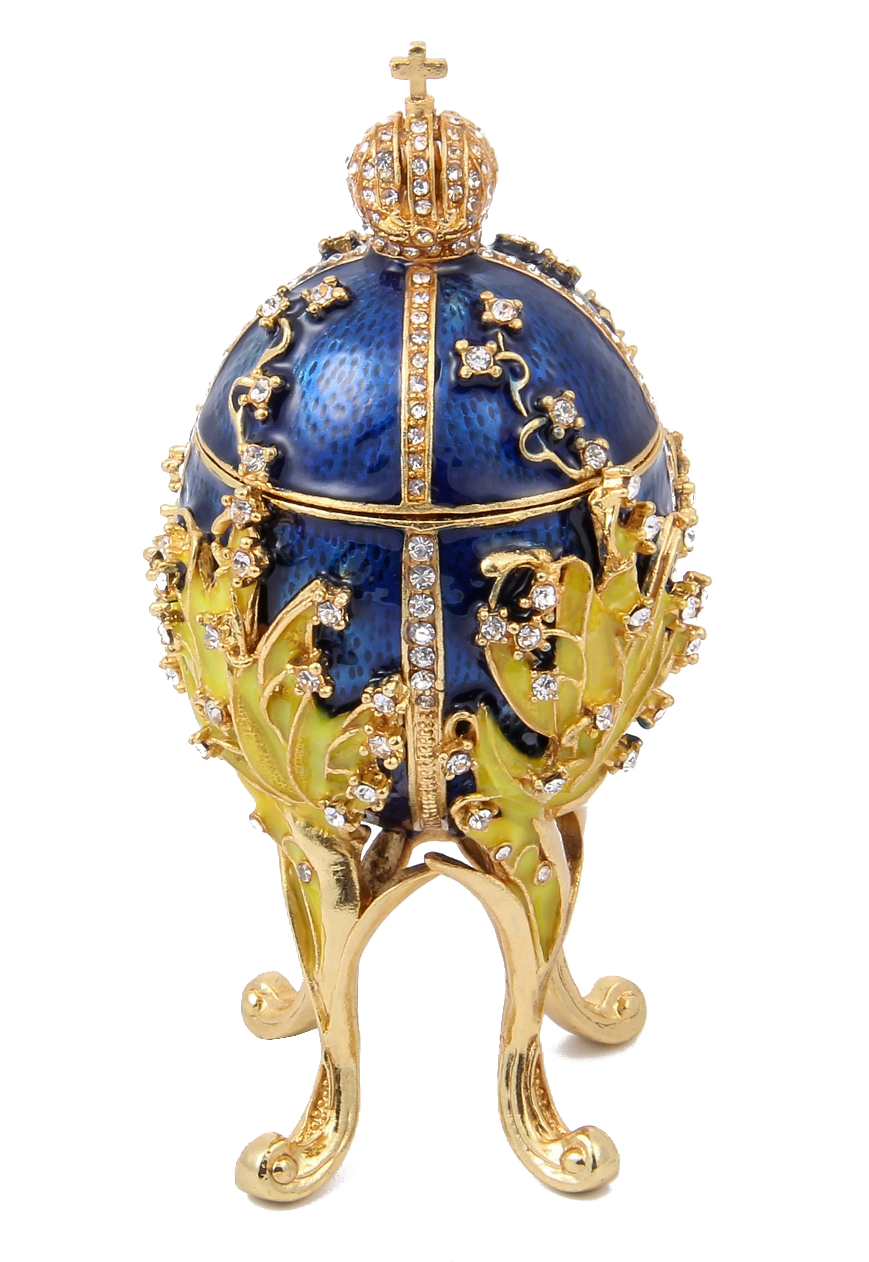 QIFU New Arrive Handicraft Metal Beautiful Faberge Egg for Trinket Box