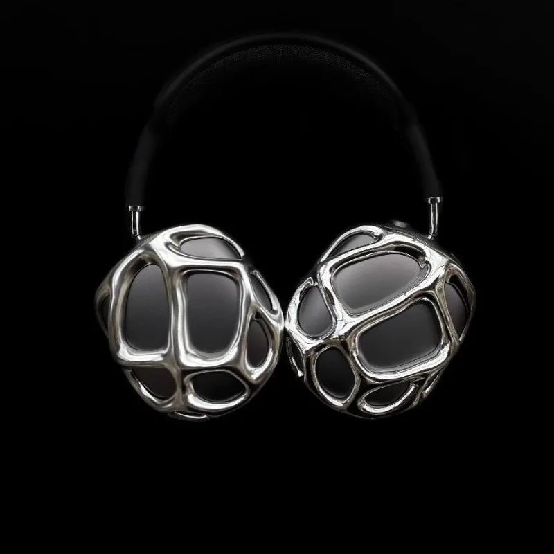 Liquid Mesh Headphone Protective Case for AirPods Max Custom Resin Hard Shell Sliver Earphone Case Headphones Accessories Gifts