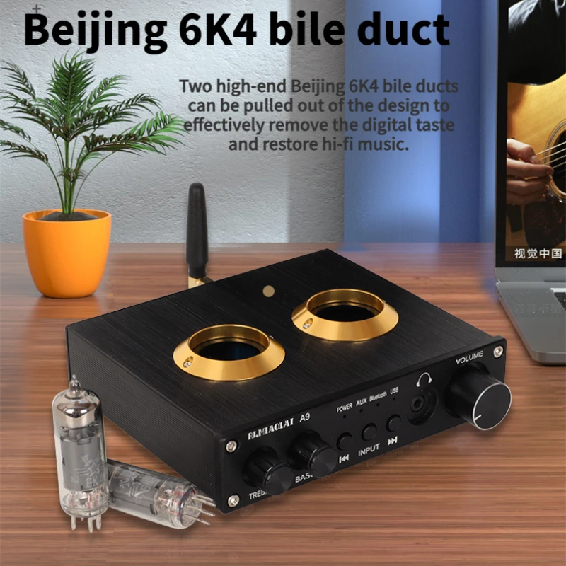 

PJ.MIAOLAI A9 6K4 Вакуумный желчный ламповый предусилитель AMP AUX Bluetooth 5,0 USB RCA HIFI Стерео Мини-попередний усилитель для наушников 16-300 Ом