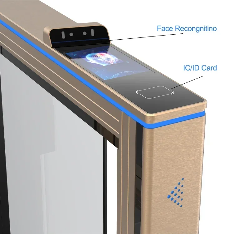 High quality and efficient Elegant Face Recognition And Card Access Gate Swing Turnstile Gate High Speed Anti-crush Turnstile