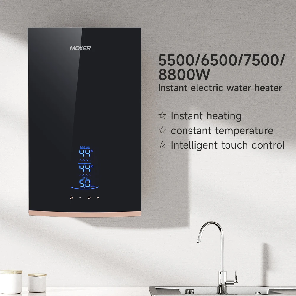 5500W Smart LED ประสิทธิภาพสูงไฟฟ้า Tankless เครื่องทําน้ําอุ่น 220 V/240 V Instant ห้องน้ํา Geyser ไม่มีถังในครัวเรือน