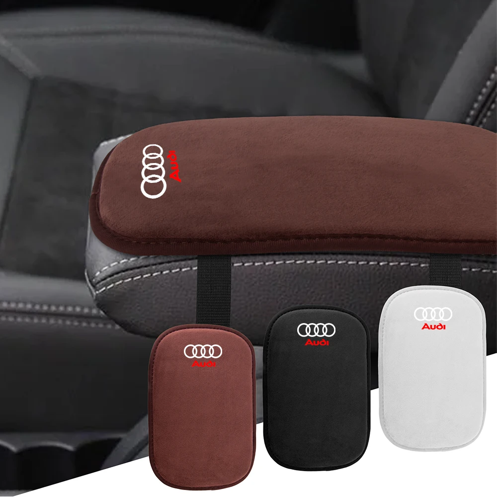 1pcs For Audi Sline A1 A3 B5 A5 A6 B S5 S6 Q5 RS4 TT Q3 Car Fur Armrest Pad Arm Rest Comfortable Protection Cushion Center Cover