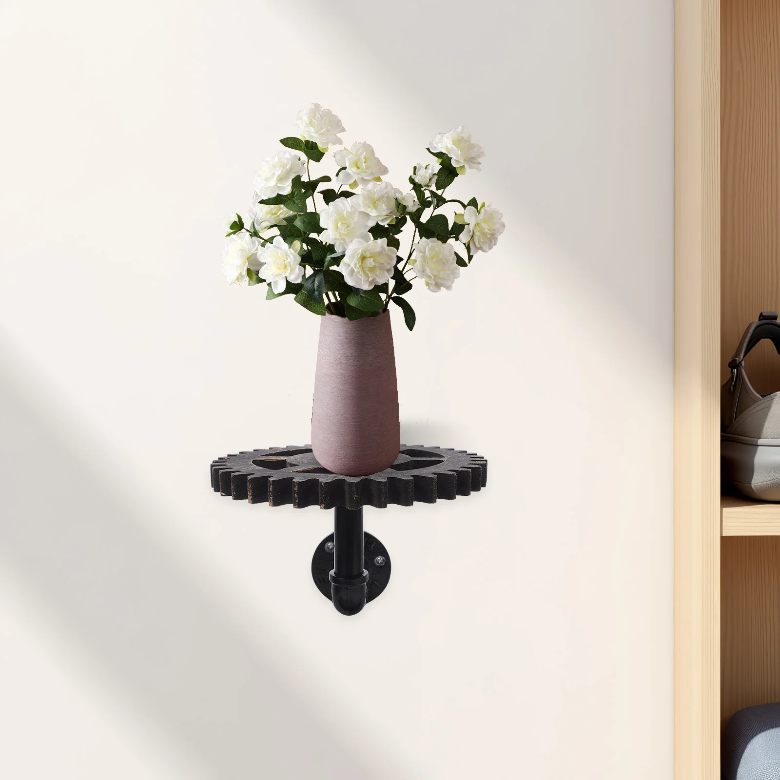 أرفف حائط كلاسيكية للأنابيب الصناعية بتصميم معدات Steampunk رف عائم منظم تخزين معدني ريفي لمطبخ غرفة المعيشة