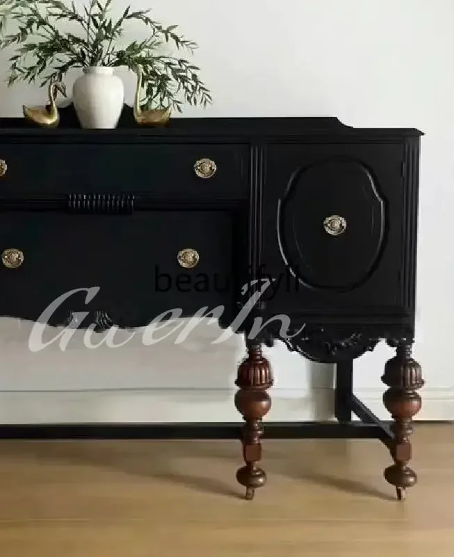 Y183ff French retro solid wood porch cabinet/American medium and ancient style locker/neoclassical, partition decorative cabinet