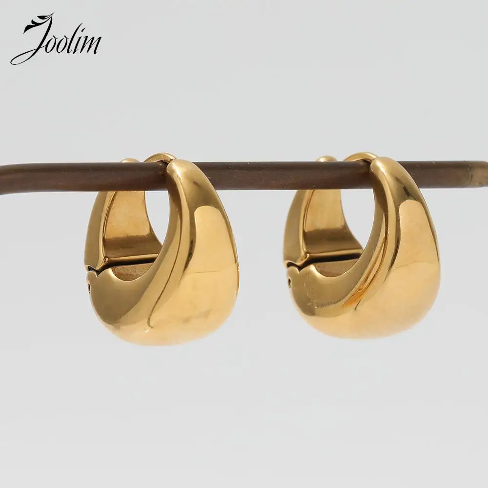 Joolim-pendientes de acero inoxidable para mujer, joyería de gama alta, PVD, venta al por mayor, resistente al agua y sin deslustre, gota de agua minimalista, Huggie