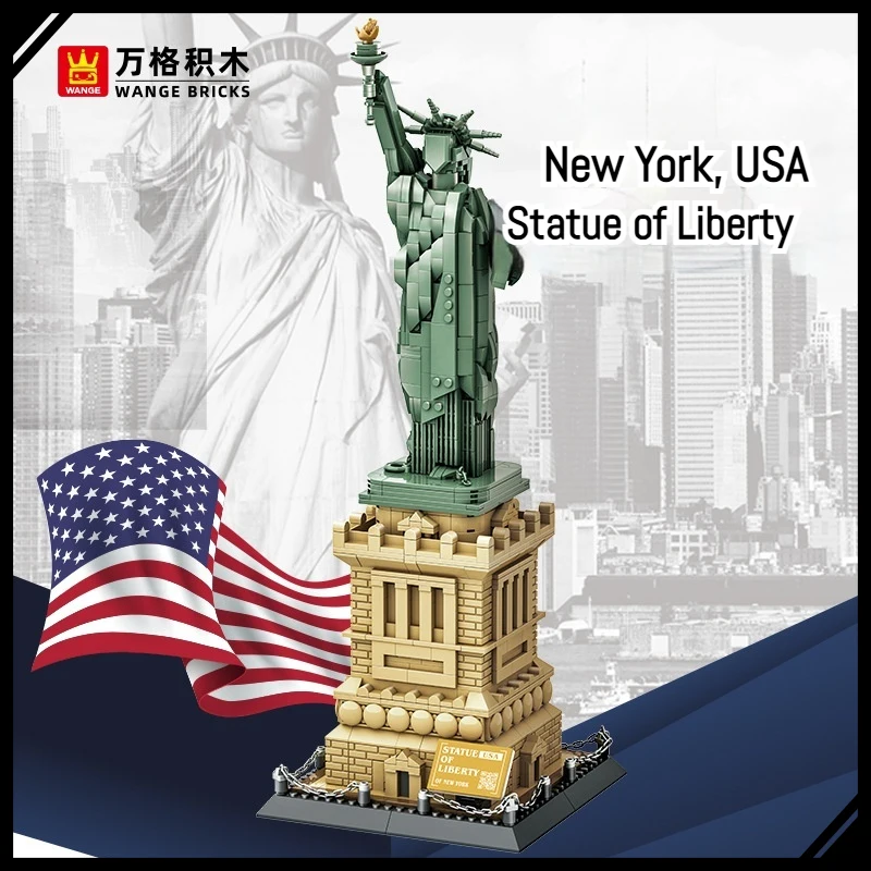 

Wange Statue of Liberty Building Blocks Model Set Small Particle Architecture Bricks DIY Assembly Toy Compatible Series