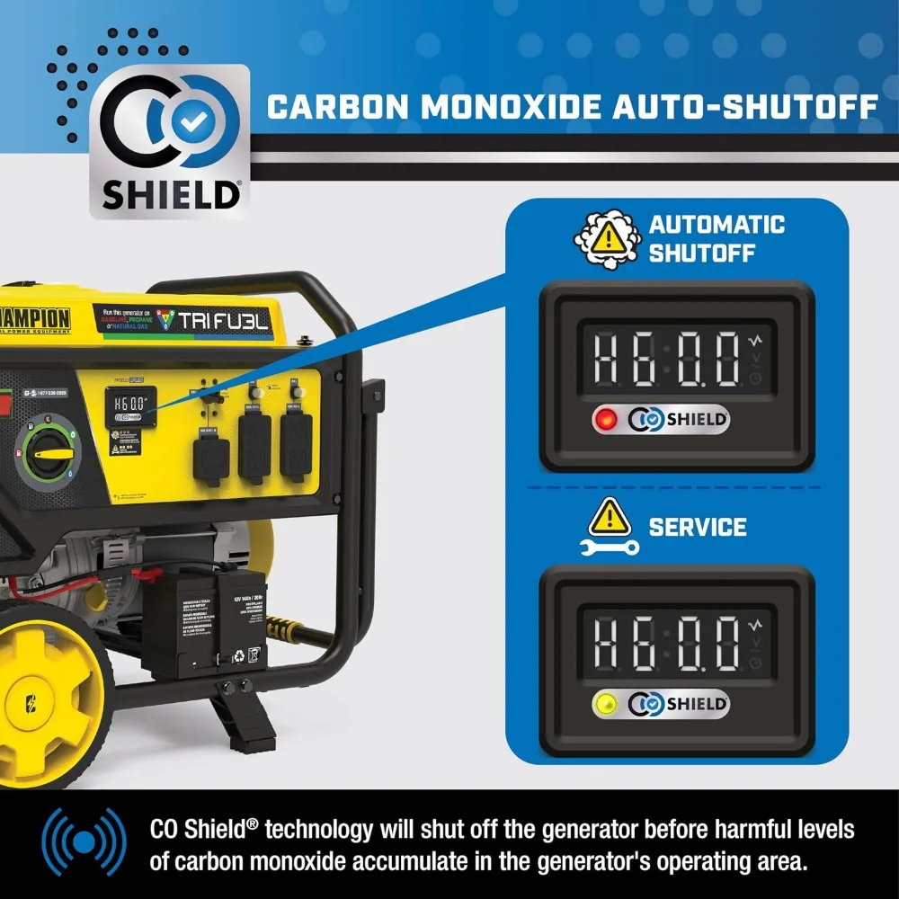 Tri Fuel Portable Generator 8125 Watt Electric Start for Home Backup Camping