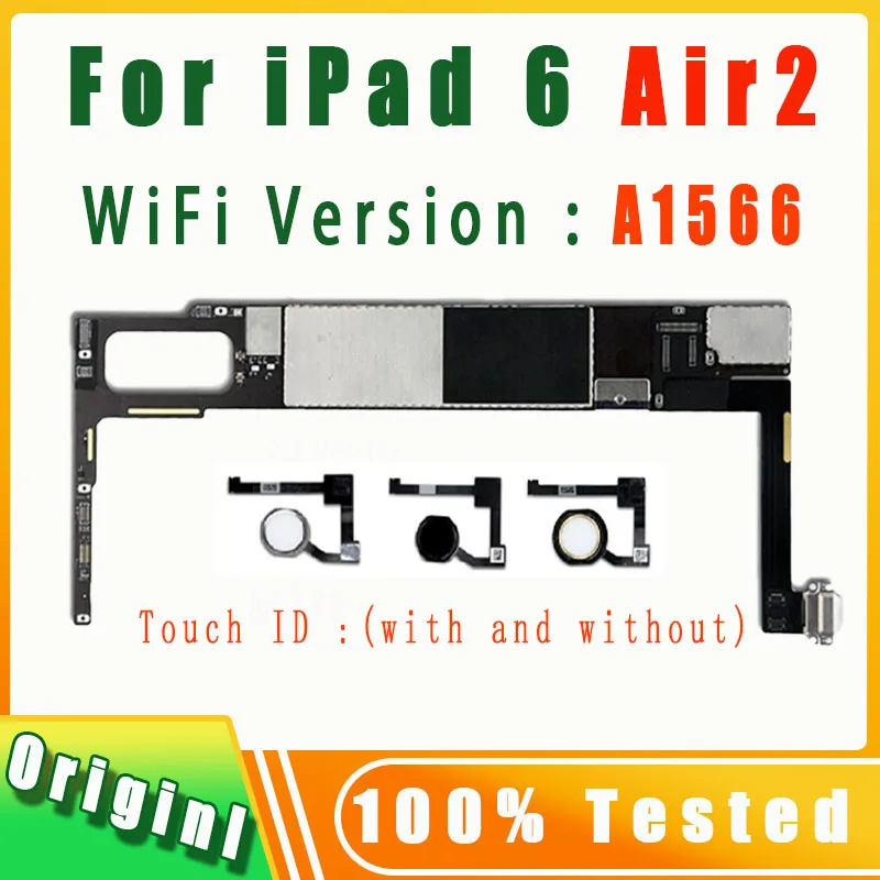 Imagem -03 - Original A1566 Wifi Versão Limpa Icloud com Chips Completos Mainboard para Ipad Air2 Placa Lógica 16gb 32gb 64gb 128gb 100