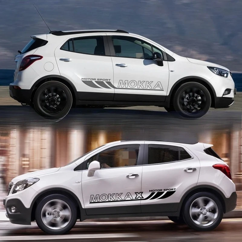 

2pcs/lot Motor Sport Stripes For OPEL MOKKA MOKKAX Car Door Side Skirt Sticker Auto Body Decor Vinyl Decal Racing Accessories