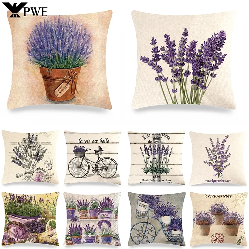 Vintage Poster Lavender Print Collection Polyester Pillowcase Pillowcase Pillowcase Home Decor Lathe Bedding