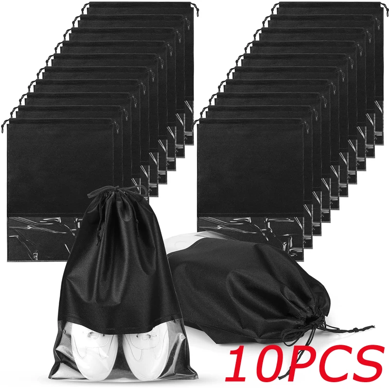Shoes Storage Bags Non-woven Shoe Travel Pouch Portable Waterproof Tote Drawstring Dustproof Package Bag Closet Organizer