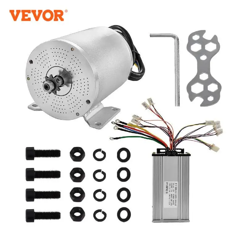 VEVOR 60V DC 2000W Electric Brushless Motor w/ Controller & 11 Tooth Sprocket & Mounting Bracket for Go Karts Scooters E-bike