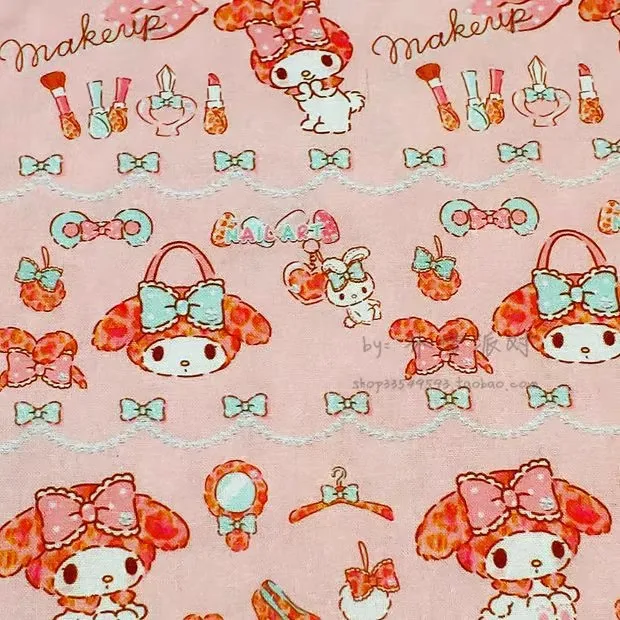 1Yard Sanrio My Melody Cosmetics 100% Cotton Fabric for Girl Clothes Hometextile Cushion Cover Backpack Needlework DIY