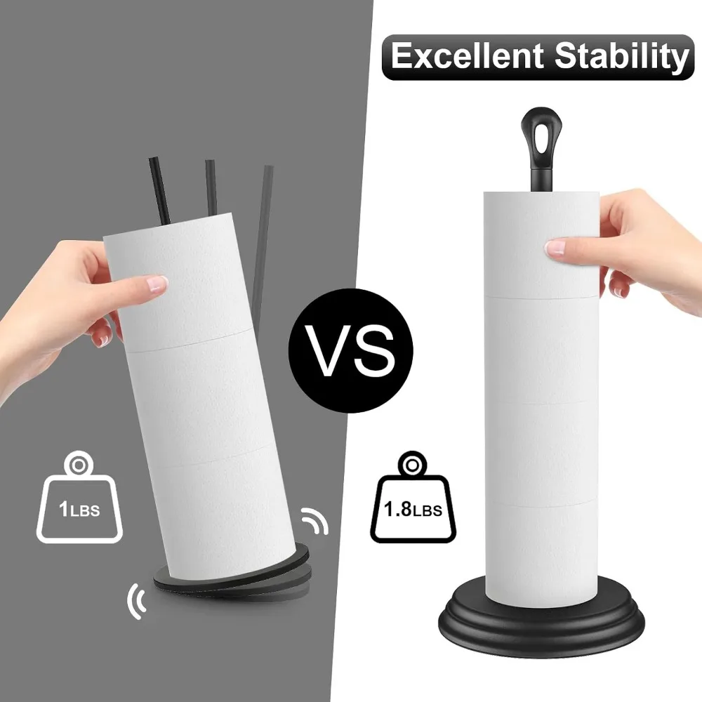 Free Standing Toilet Paper Holder with Storage, Rustproof Metal Tissue Roll Stand for Bathroom, Space Saving, Easy Setup, Black view 3