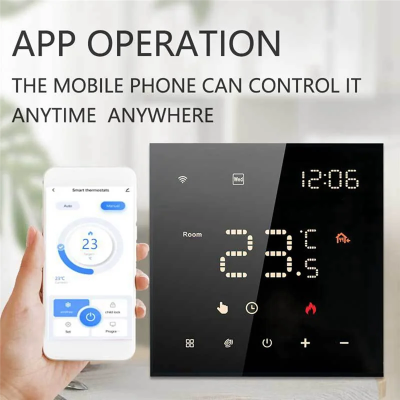 PORK-Tuya Wifi ترموستات التدفئة الأرضية ترموستات التدفئة الأرضية المنزل الذكي ترموستات التحكم الصوتي شاشة Led ملونة Whit