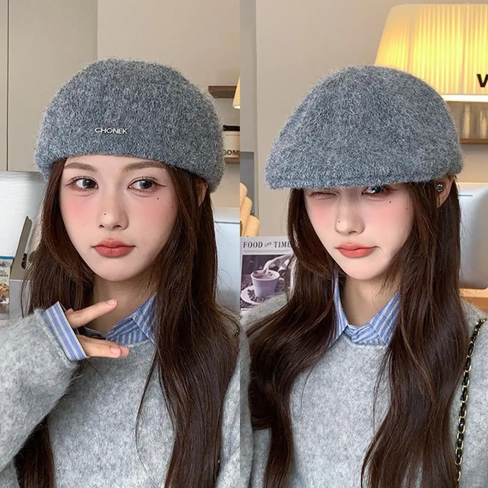 

Fashion Warm Winter Berets Hat Solid Color Retro Plain Cap Elegant All Matched Felt Berets Women Girls