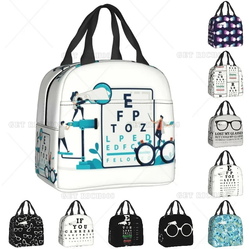 Eye Exam Insulated Lunch Bags for Women Kids Caring for The Eyes Optometrist Optician Portable Thermal Cooler Bento Box School