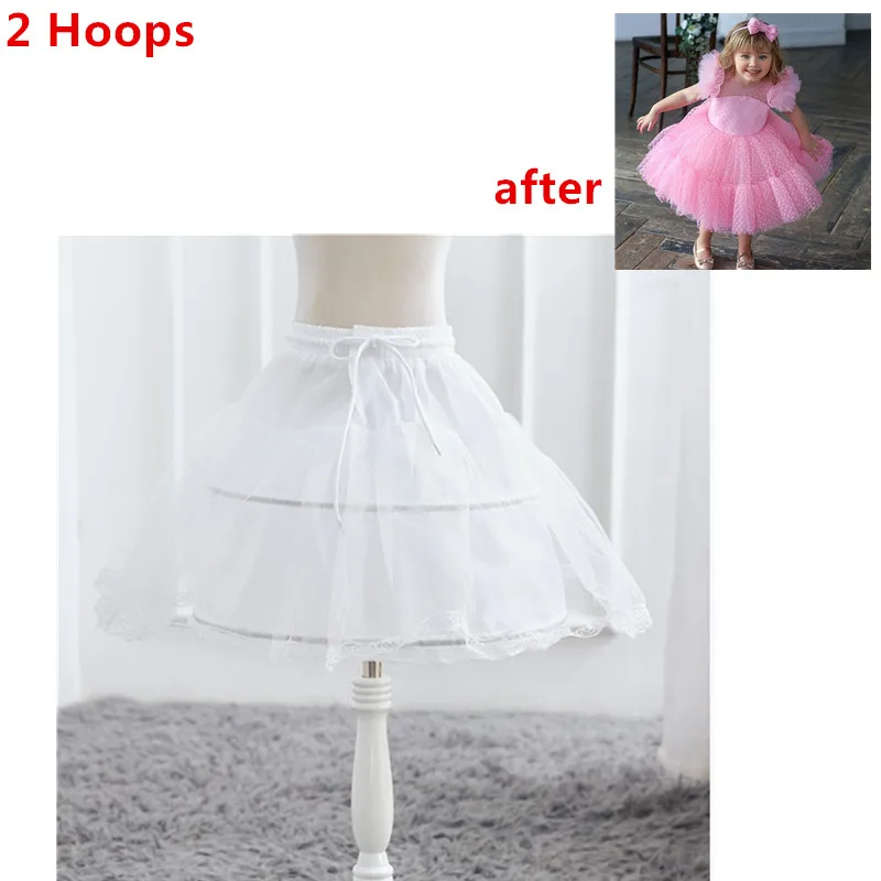 White Petticoat for Kids Girls Summer Skirt Petticoat 3 Hoops Princess Wedding Accessories Underskirt Petticoat for Girl Dress