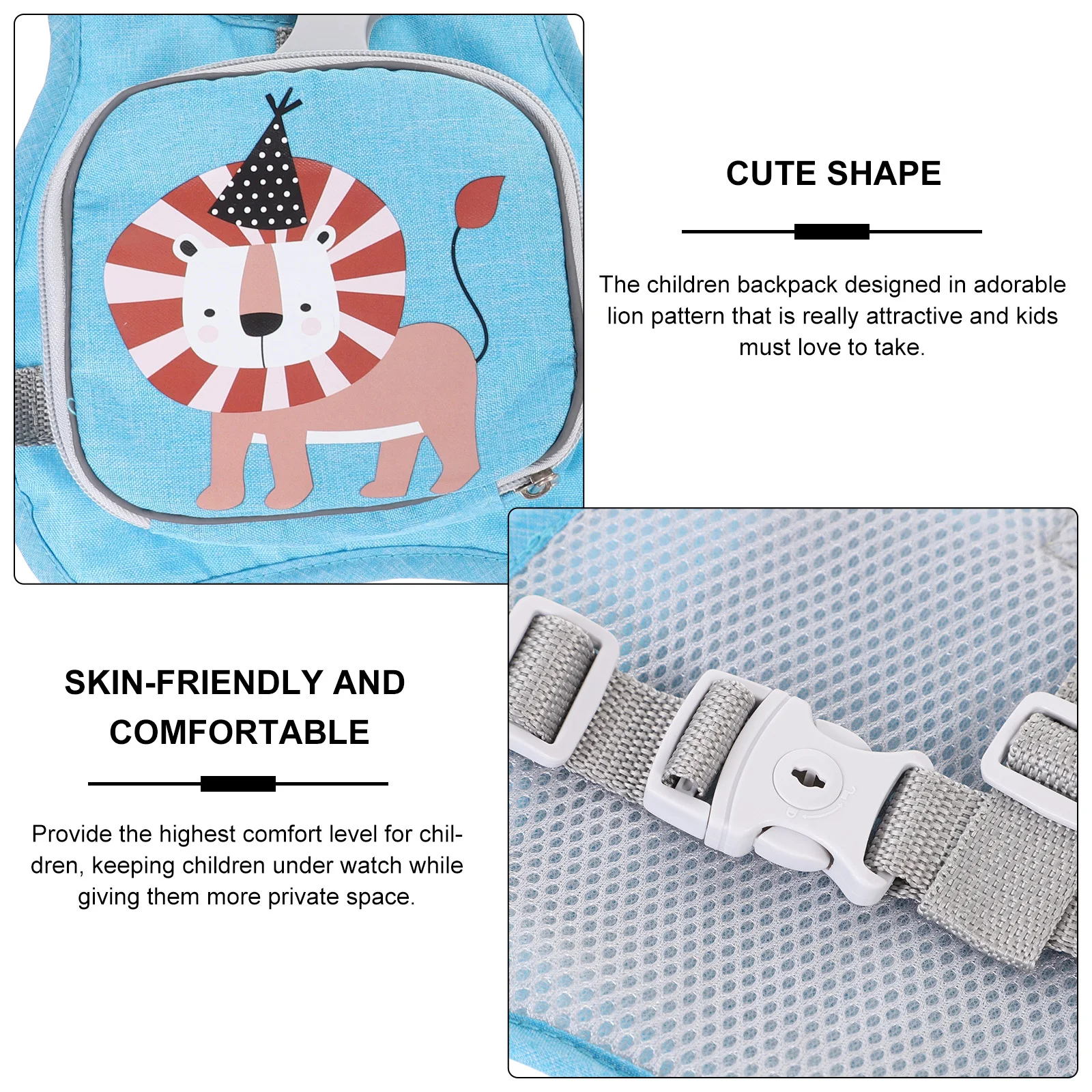 1 Juego 1 Juego de mochila con arnés antipérdida para bebé, tira reflectante para niños pequeños, correa desmontable para niños de 2 a 12 años, correa para caminar al aire libre