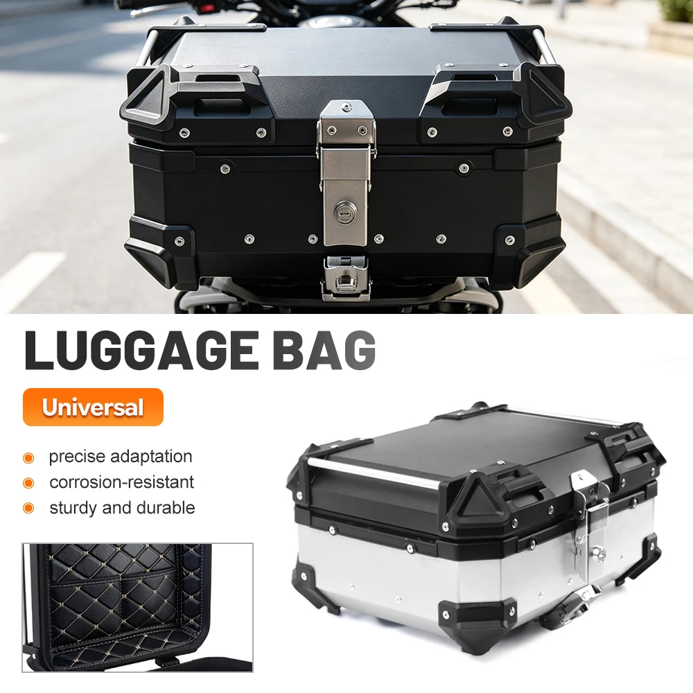 Quick Release Dual Lock Motorcycle Tail Box 28L Aluminum Waterproof Anti-Collision Universal Scooter Rear Trunk