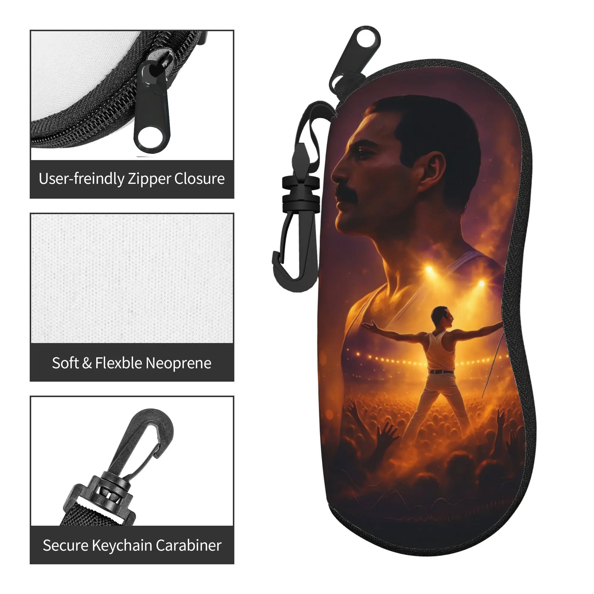Freddie Concert Silhouette Mercury Glasses Case Cover Sunglasses Case Daily Retro Eyewear Storage Men Women Eyeglass Cases Cover view 3