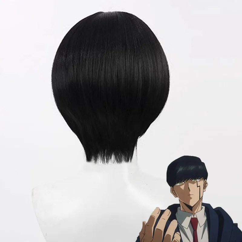 Homem preto cabelo curto mattou cosplay peruca simulado couro cabeludo de alta temperatura seda uso diário festival festa bola perucas completas