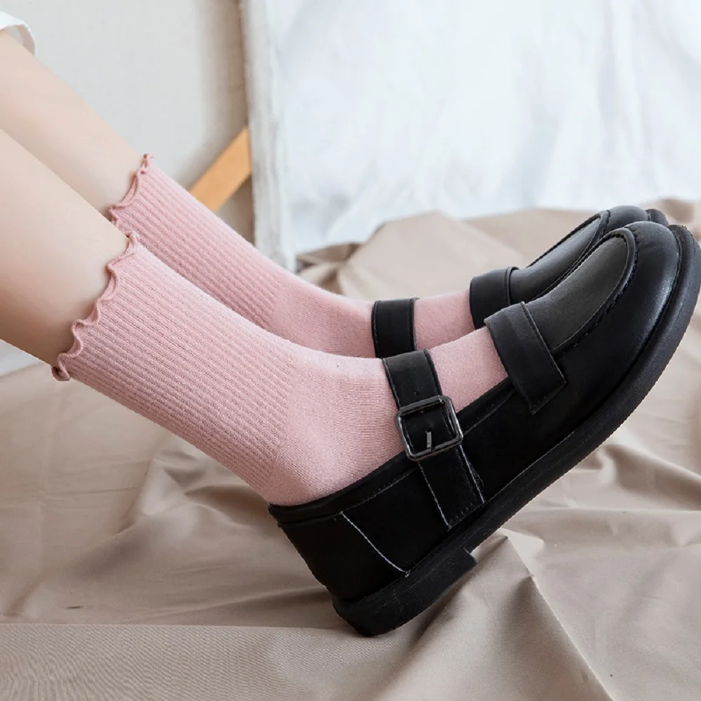 Fashion Girls Cotton New Harajuku Street Wear Hosiery Tube Socks Ruffles Short Socks