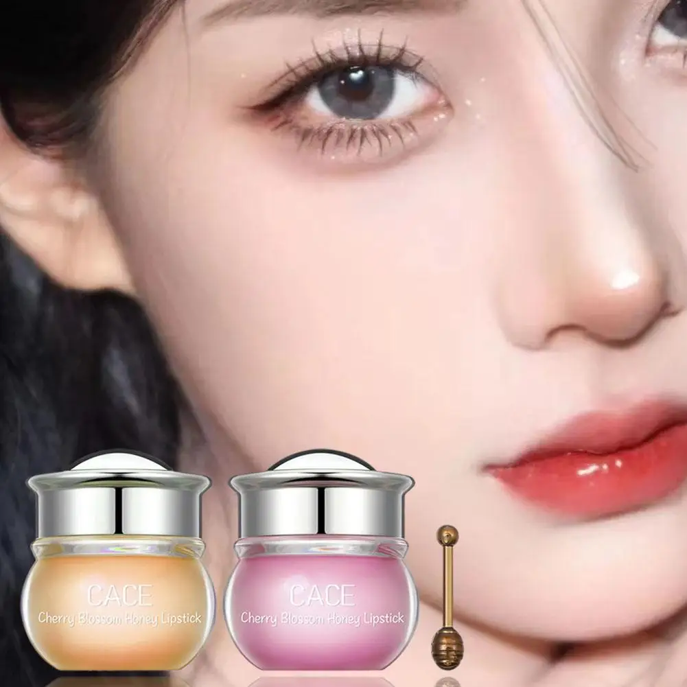 Labios hidratantes de miel rosa, barras de labios naturales de melocotón, bálsamo para desvanecer los labios, Base de aceite para labios, líneas de gelatina, maquillaje nutritivo A9h0