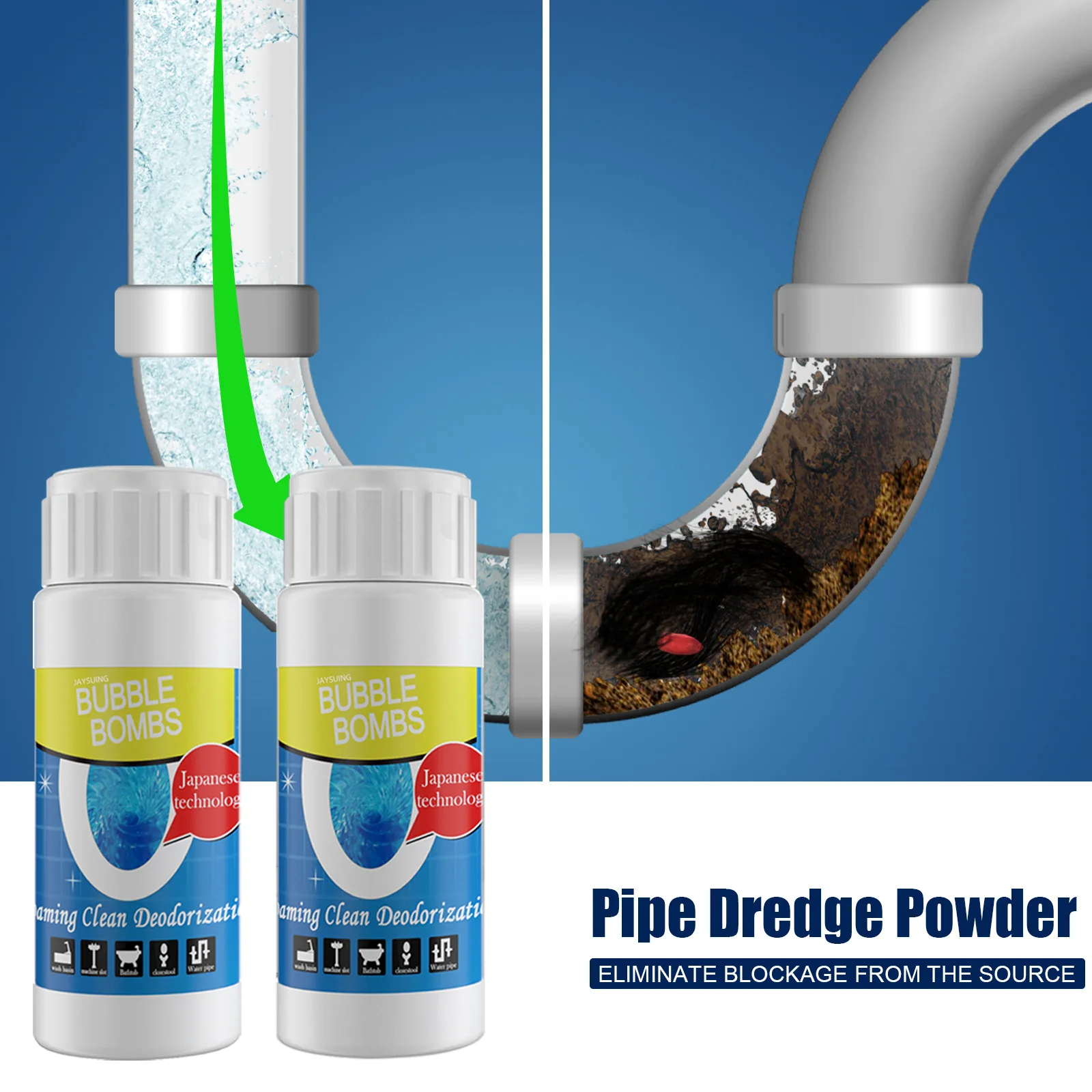 

JAYSUING Drain Pipe Cleaning Powder 100g Powerful Sink Cleaner Pipe Discharger for Sink Sewage Cleaner Home Clean Accessories