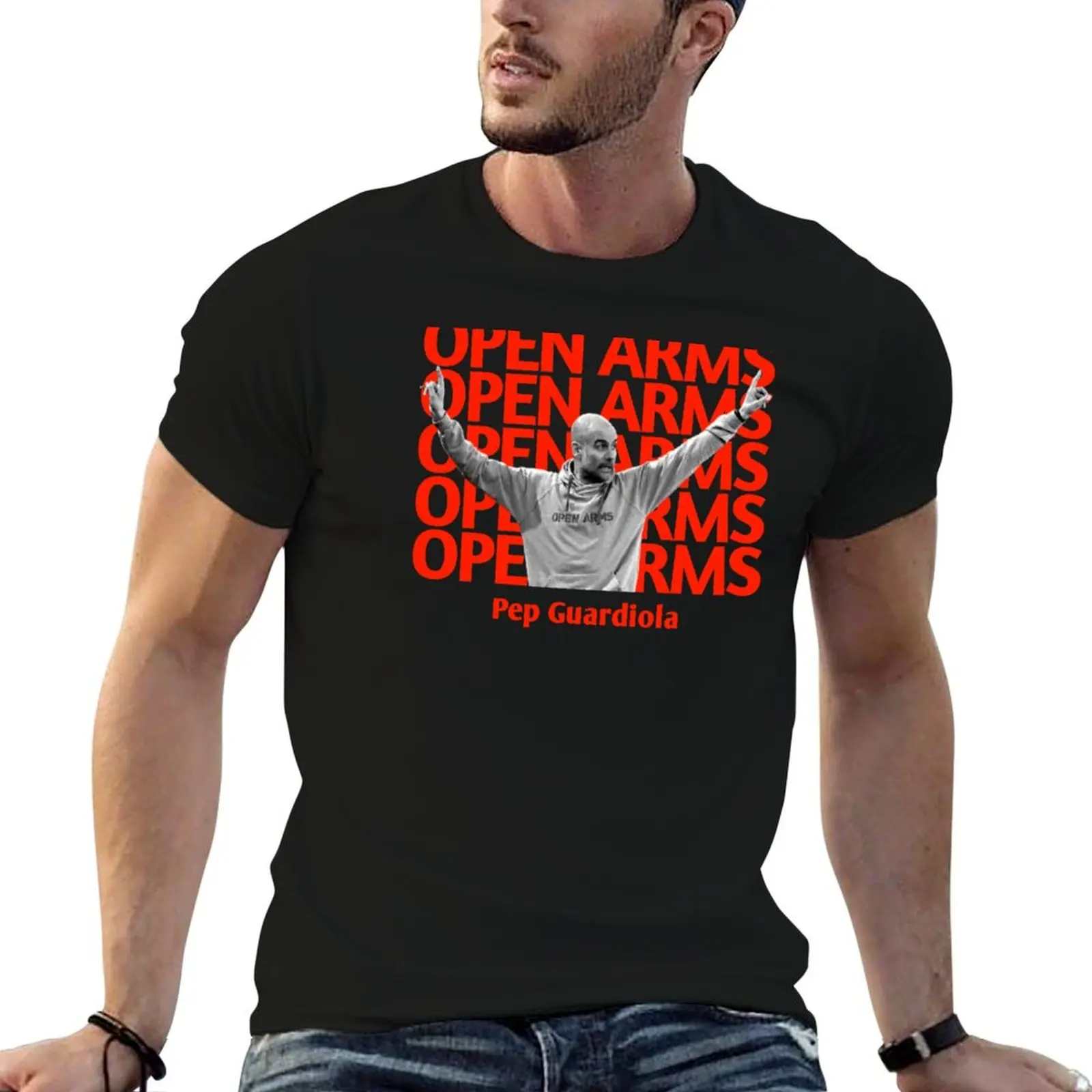 

Open Arms Pep Guardiola T-Shirt cotton t shirt pack anime t shirts for man t shirt personalised T-Shirt