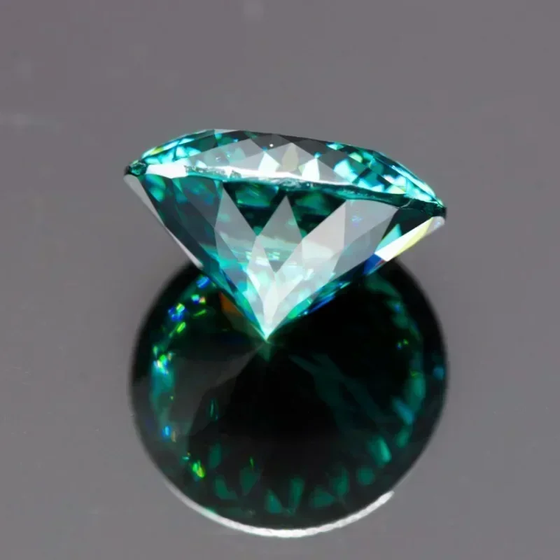 Moissanite Stone Round Shape 100 Faces Cut Emerald Green Natural Color Top Charms Jewelry Making Material With GRA Certificate