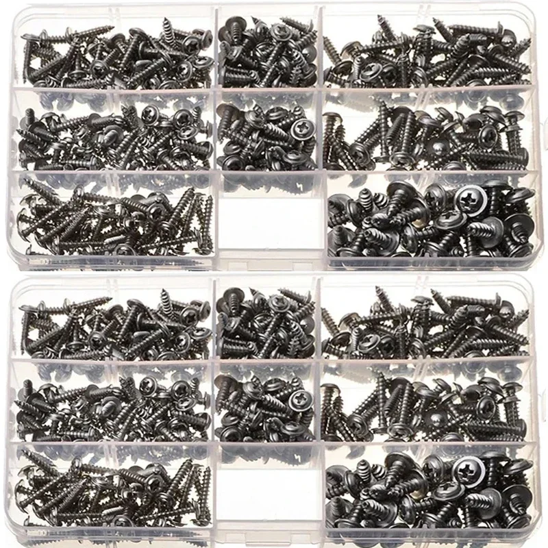 340Pcs M3/M4 Phillips Screws Truss Stainless Steel Set Round Head Cross PWA Self-tapping Screw Fastener For Woodworking