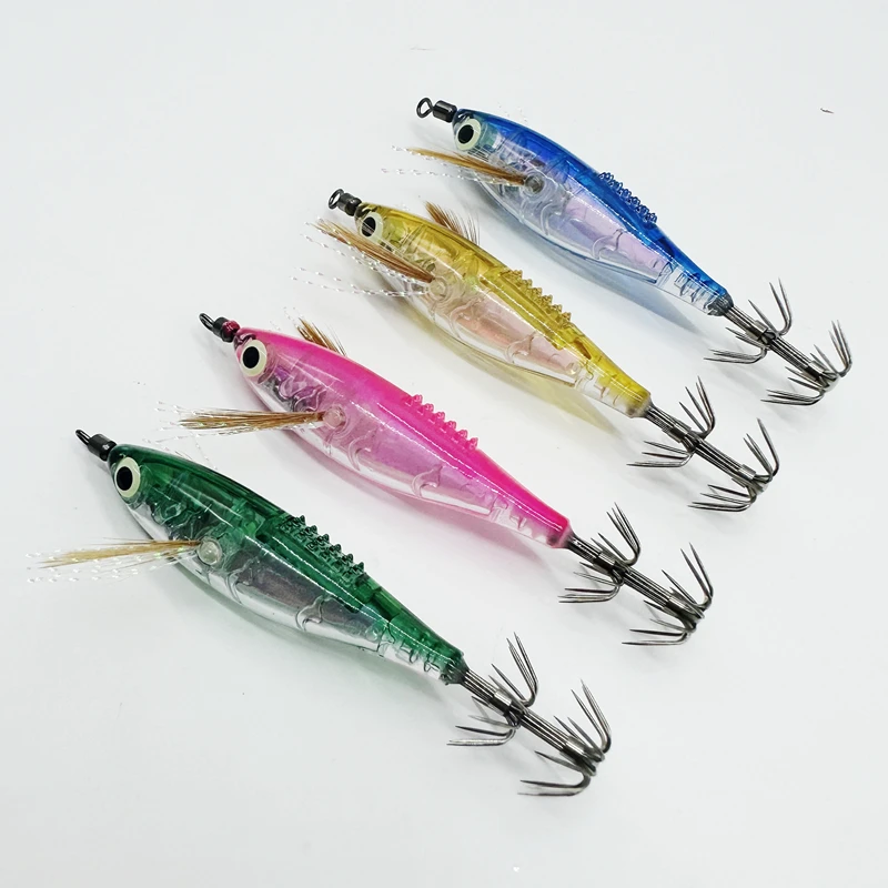 FLASH Blade Luminous Floating Horizontal wood Shrimp Egi lure Squid Jigging Shrimp Octopus Cuttlefish Fishing Baits Sea Fishing