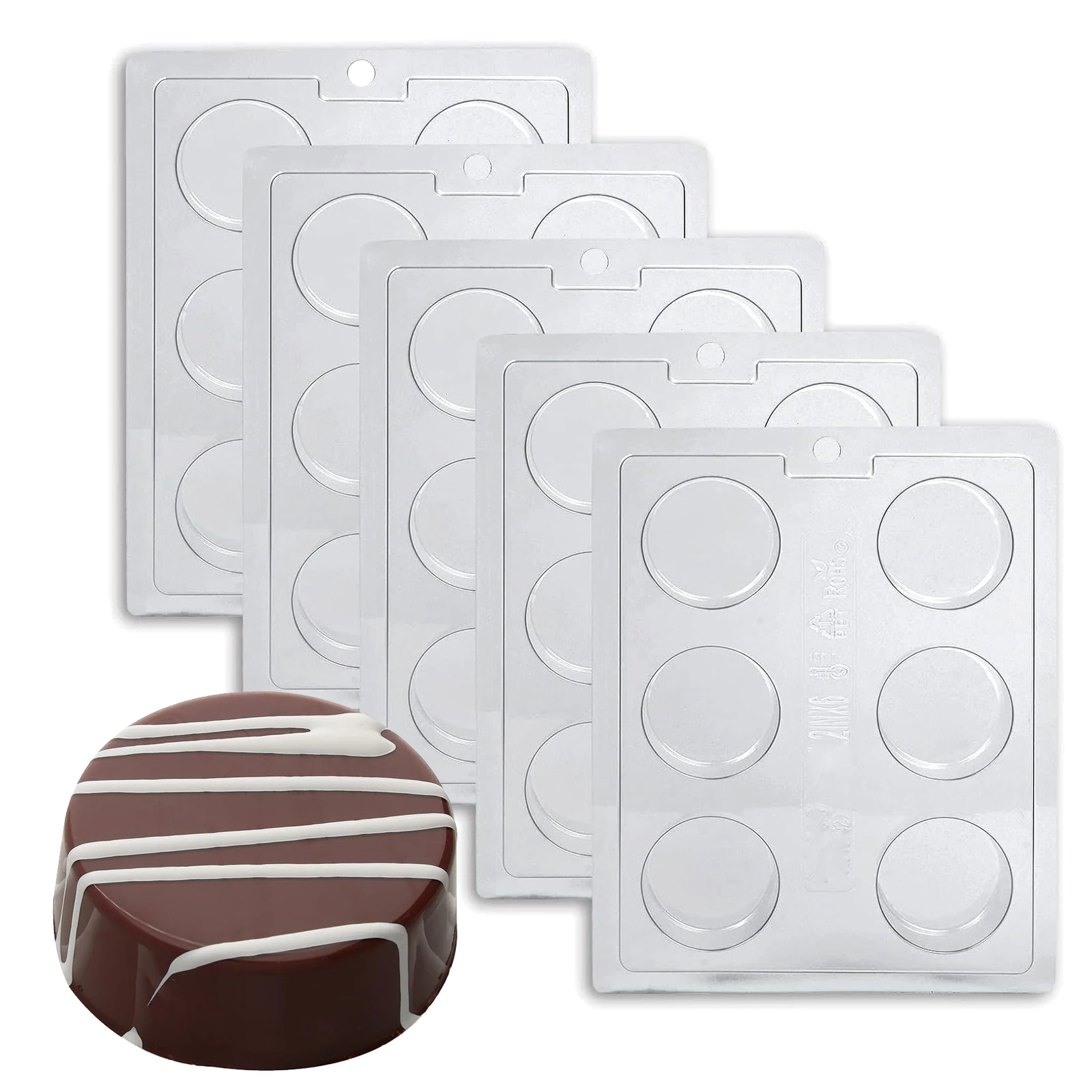 Molde de silicona para galletas de chocolate, molde para galletas cubiertas de chocolate, moldes de silicona para dulces, chocolate, jabón, suministros para hornear, 5 uds.