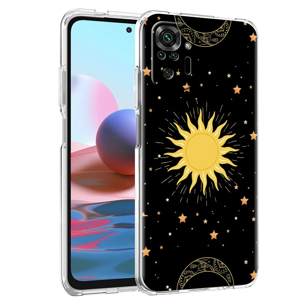 Suns Moons Clouds Astrological Phone Case Cover for Redmi Note 12 10 11 11T 7 8 8T 9 K40 Gaming 9A 9C Pro Transparent Soft Shell