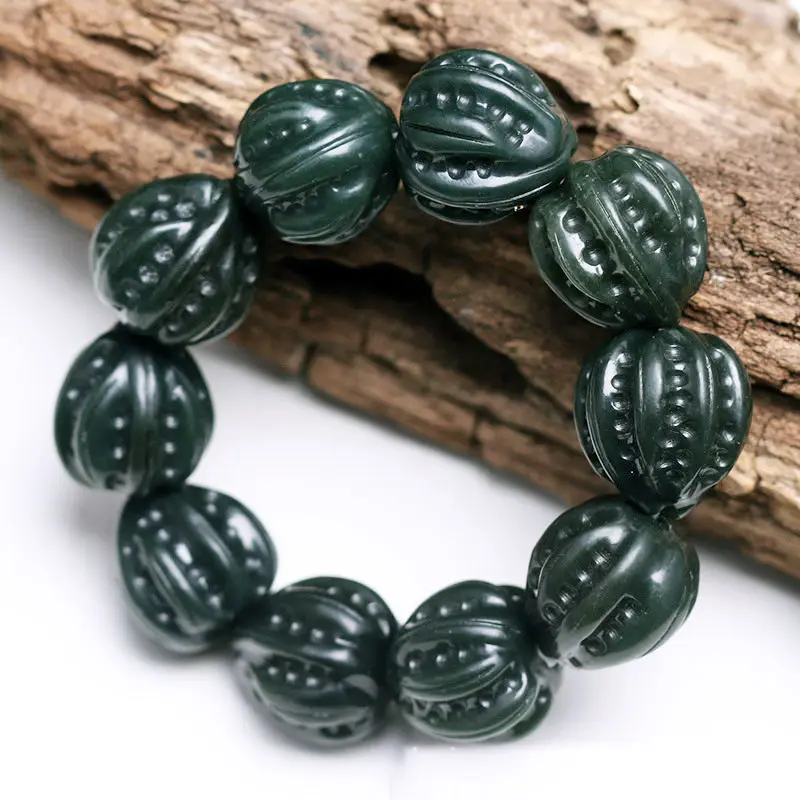 

Natural Xinjiang Hotan Jade Bracelet Sapphire Walnut Bracelet Black Jade Bracelet Fortune Walnut Accessories Black Sapphire