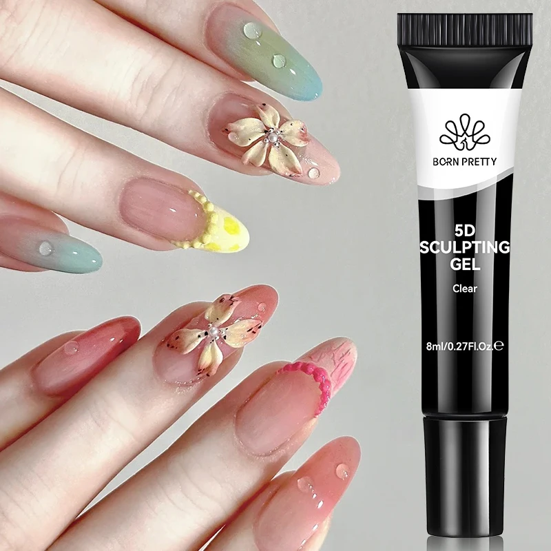 Nascido bonito 2 pçs 5d escultura gel unha polonês para moldar escultura escultura flores vara strass para uso em salões de unhas