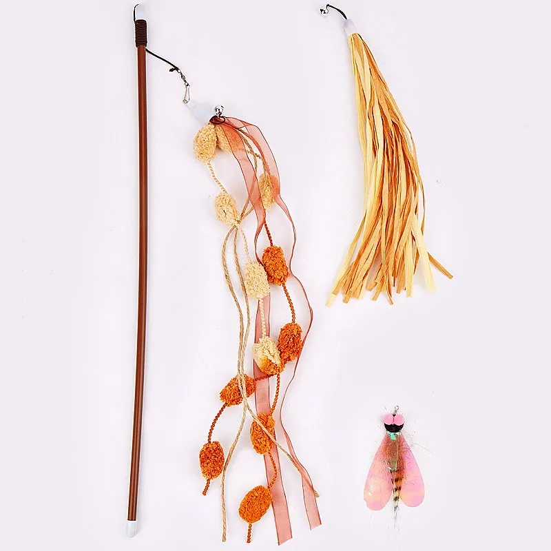 

Cat Toys Feather Cats Stick Teaser Set Interactive Cat Toy 3PCS Set Ball Tassel Cats Toys Replacement Head Pet Toy Pet Supplies