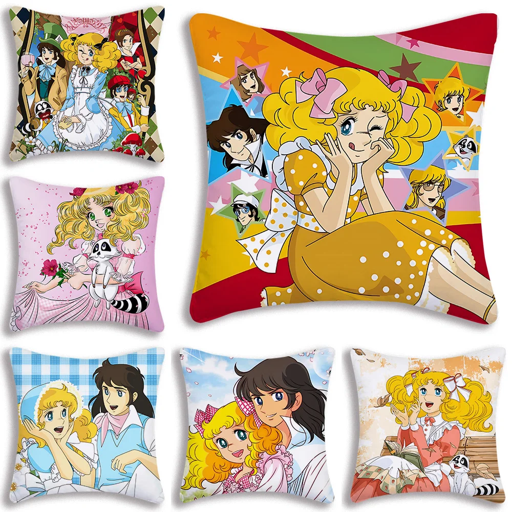 C-Candy Candy Anime Pillow Covers Cartoon Sofa Decorative Home Double-sided Printing Short Plush Cute Cushion Cover