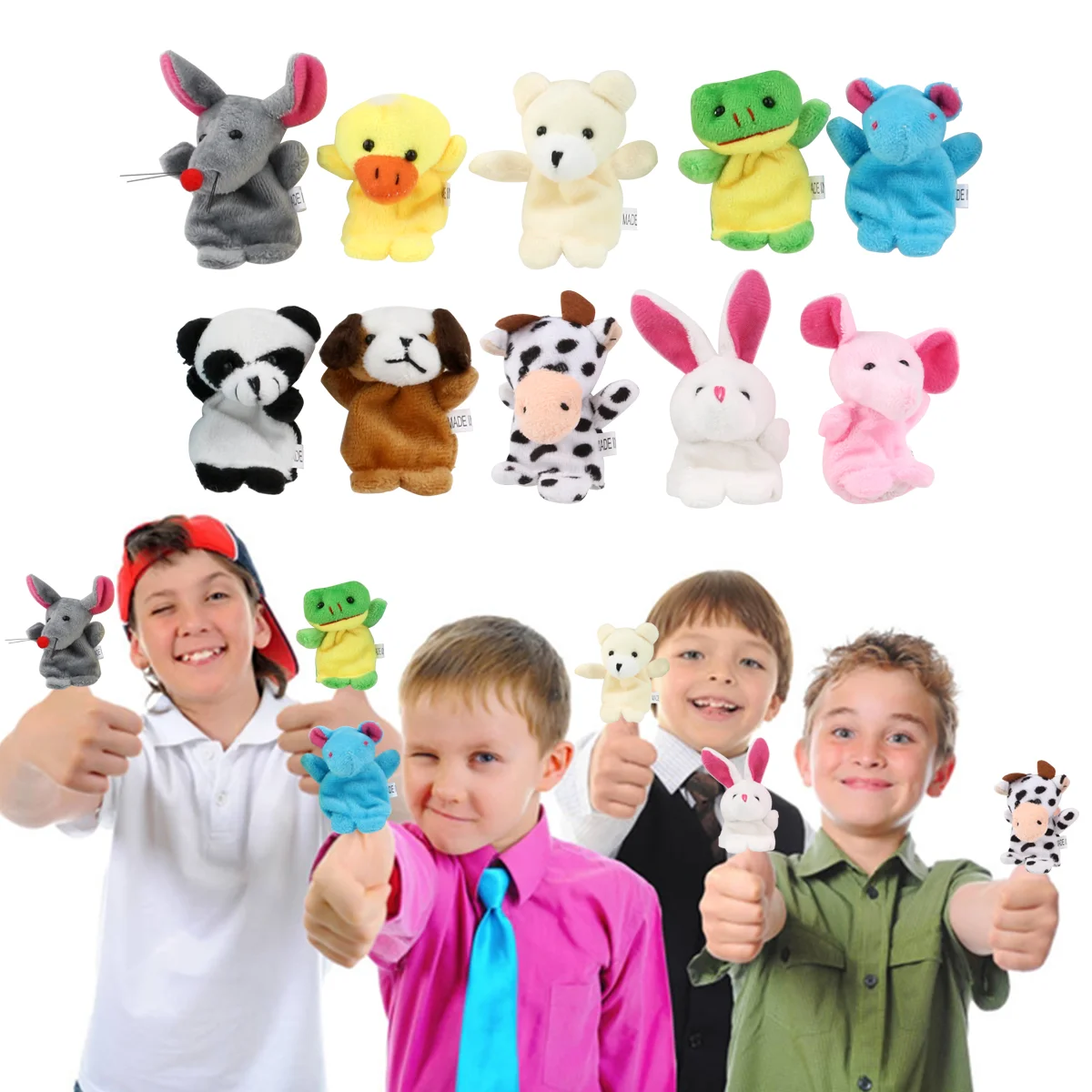 LEORX 10pcs Cartoon Animal Finger Puppets Dolls Props Toys (Random Pattern) Finger puppets for baby Finger puppets set