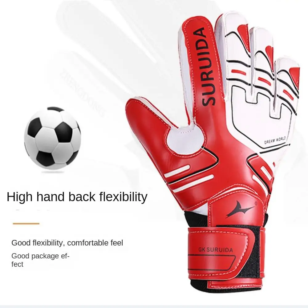 1 Pair Anti Slip Goalkeeper Gloves Size 5-10 Latex Kids Football Goalie Gloves Wear Resistant Cushioning Game Goalkeeper Gloves